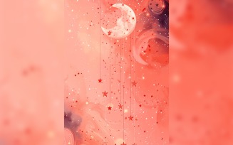 Ramadan Kareem greeting poster design with moon & hinging star with pink background