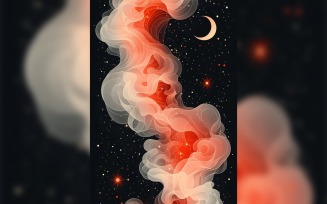 Ramadan Kareem greeting poster design with moon & multi color smoky background