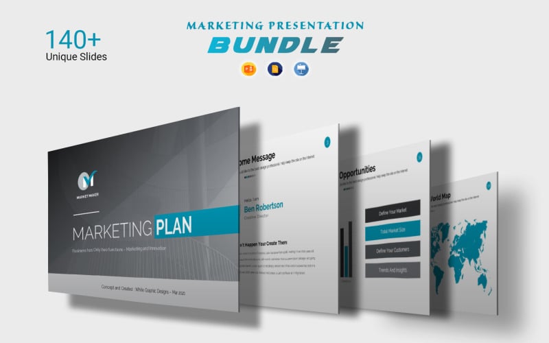 Marketing Plan Presentation Bundle PowerPoint Template