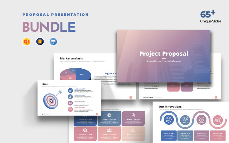 Project Proposal, Simple and Minimal Presentation Bundle PowerPoint Template