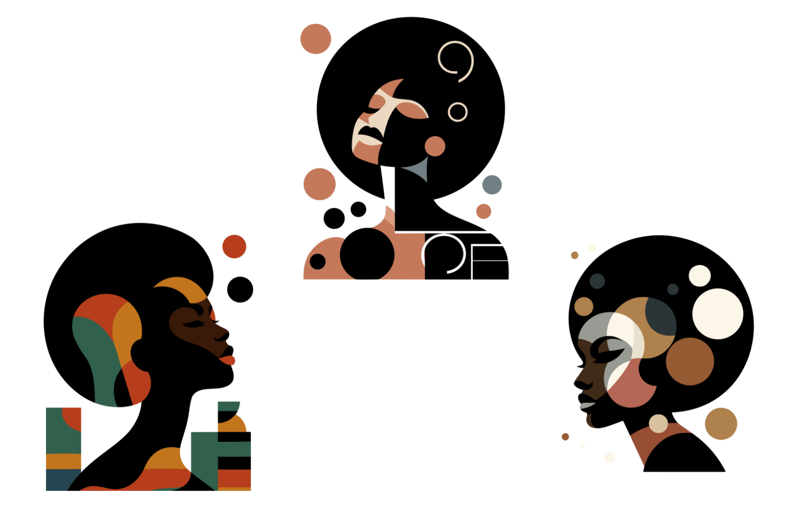 3 Beautiful Black Woman illustration