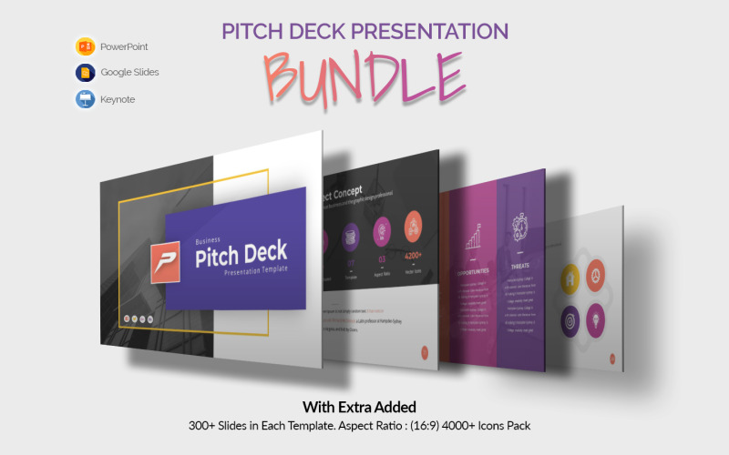 Business Pitch Deck Presentation Bundle PowerPoint Template