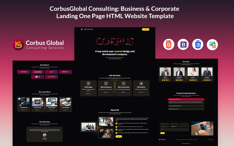 CorbusGlobal Consulting - Business and Corporate Landing Page Landing Page Template