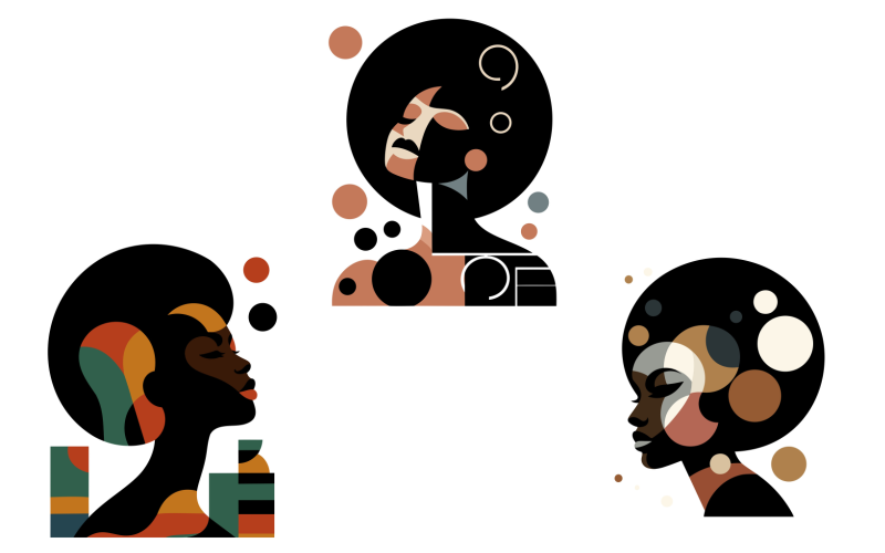 3 Beautiful Black Woman illustration Illustration