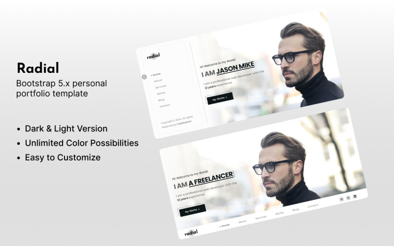 Radial - Personal Portfolio HTML Template Landing Page Template