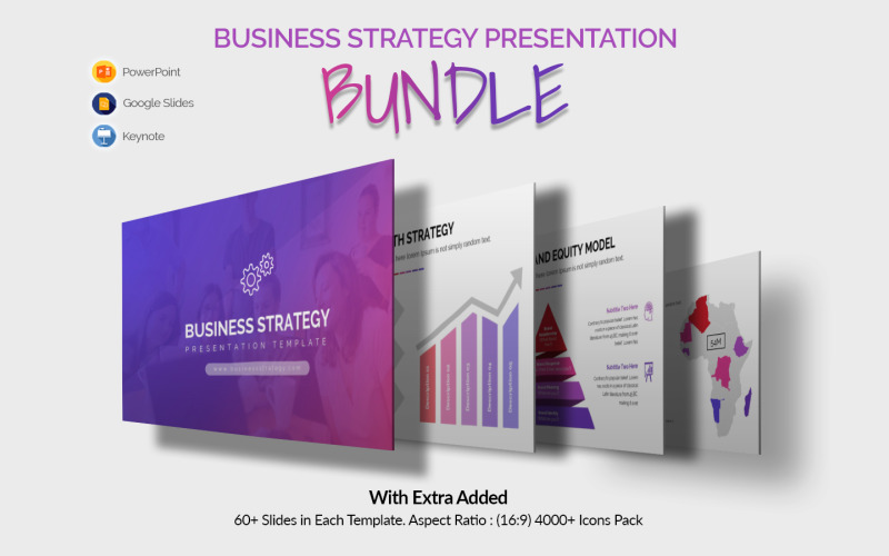 Business Strategy Presentation Bundle 60+ Slides PowerPoint Template