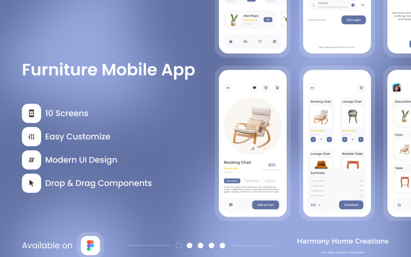 Harmony Home Creations - Furniture Mobile App UI Element
