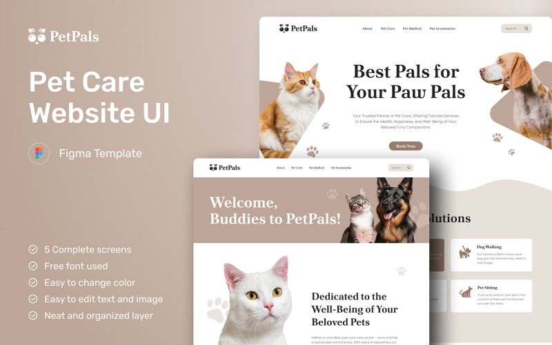 PetPals - Pet Care Website UI Element