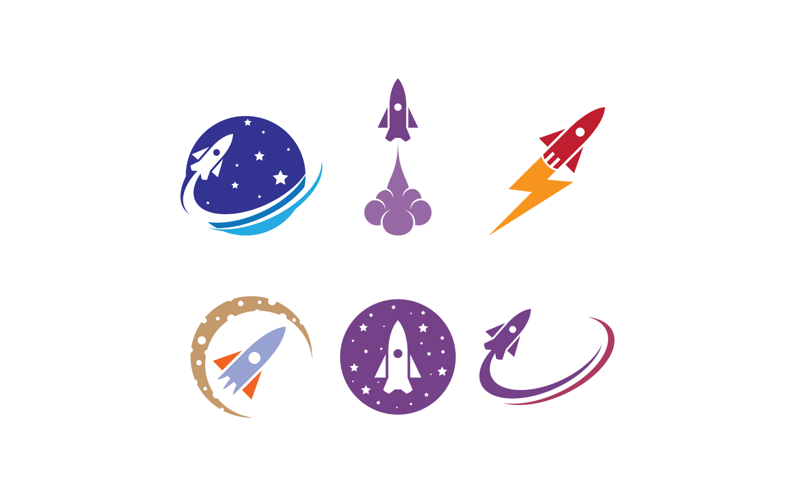 Rocket ilustration logo vector icon flat design Logo Template
