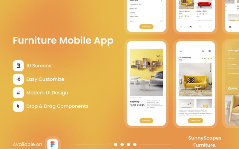 Sunny Scapes - Furniture Mobile App UI Element