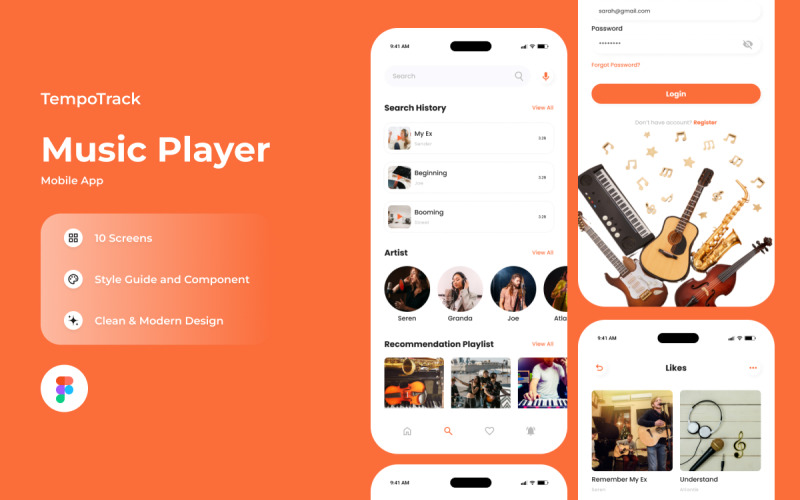TempoTrack - Music Player Mobile App UI Element