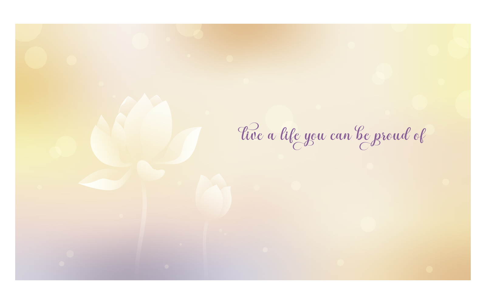 Inspirational Backgrounds 14400x8100px With Lotus And Message About Living A Proud Life