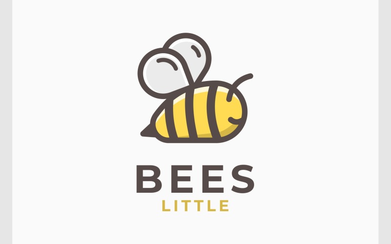 Cute Little Bee Cartoon Logo Logo Template