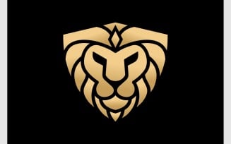 Lion Shield Gold Luxury Logo