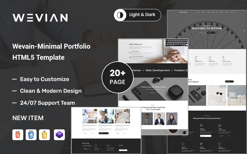 Wevian – Minimal Portfolio eCommerce Shop HTML5 Template Website Template