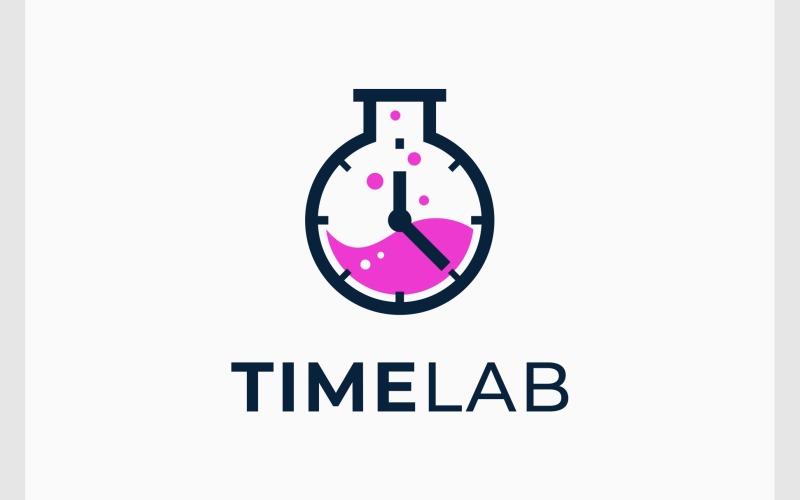 Beaker Lab Time Clock Logo Logo Template