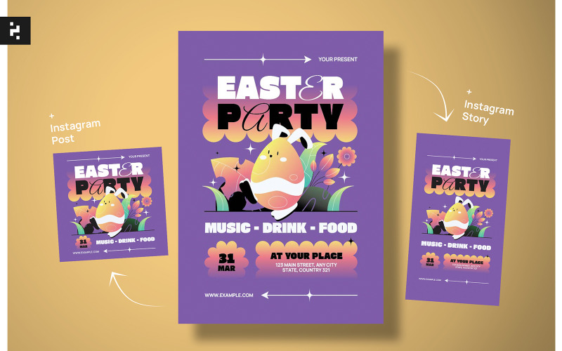 Creative Purple Easter Party Flyer Corporate Identity