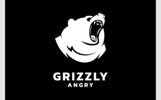 Grizzly Bear Angry Silhouette Logo