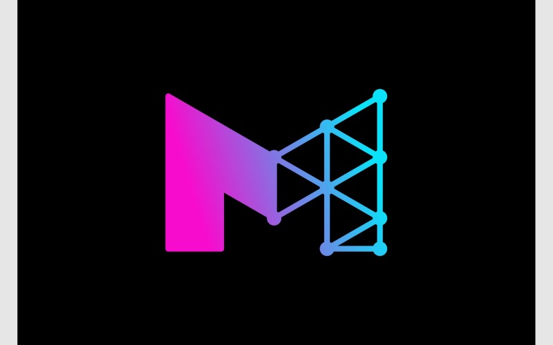 Letter M Tech Network Connect Logo Logo Template