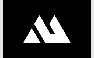 Letter M U Mountain Hill Simple Logo