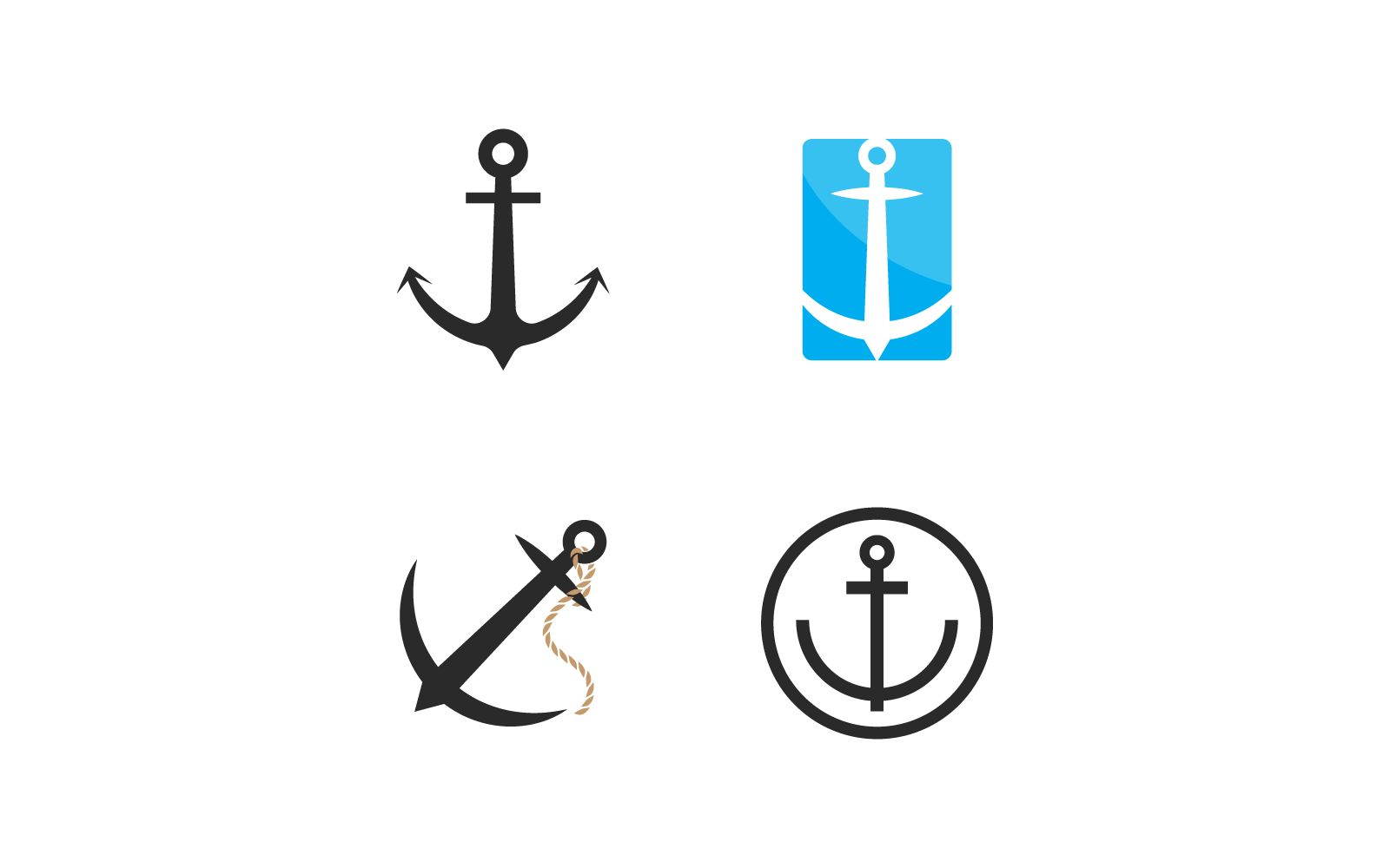 Modelo de logotipo de âncora design plano vetorial