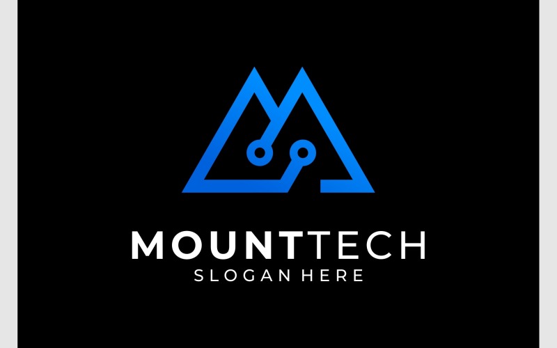 Mountain Peak Tech Circuit Logo Logo Template