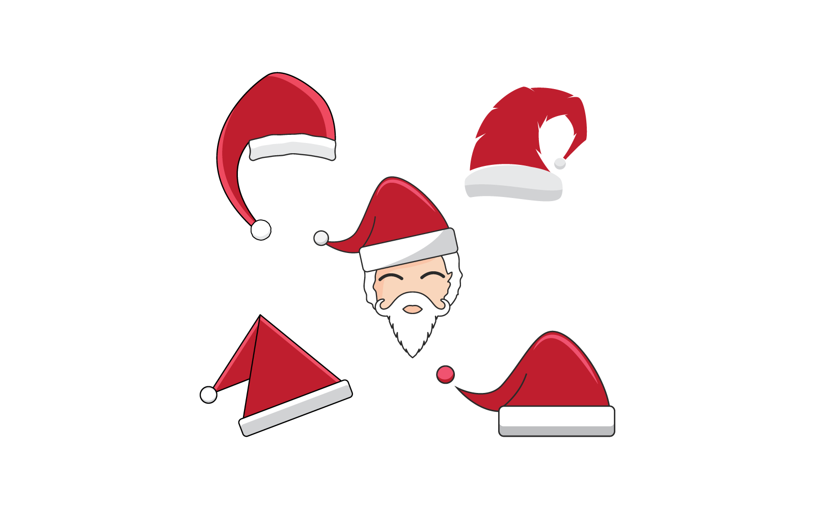 Santa claus and santa hat illustration logo vector design