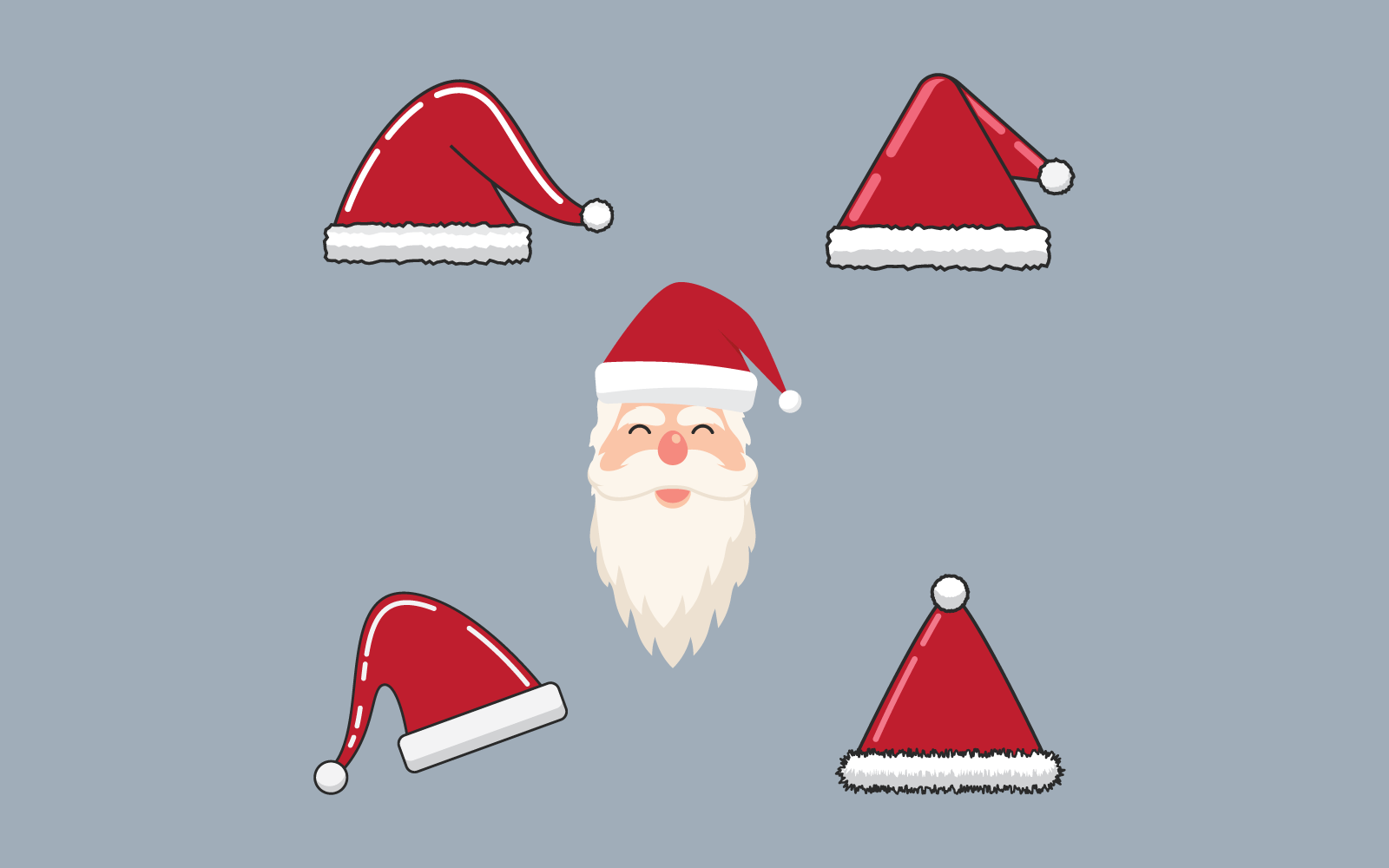Santa claus and santa hat illustration vector design
