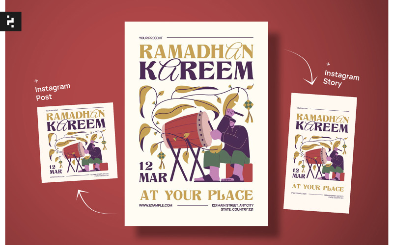White Minimal Ramadan Kareem Flyer Corporate Identity