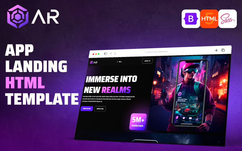 AR - Ultimate Mobile APP Landing Page HTML Website Template Landing Page Template