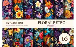 Floral Patterns 16. Retro Digital Paper.