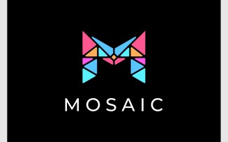 Letter M Mosaic Pattern Logo