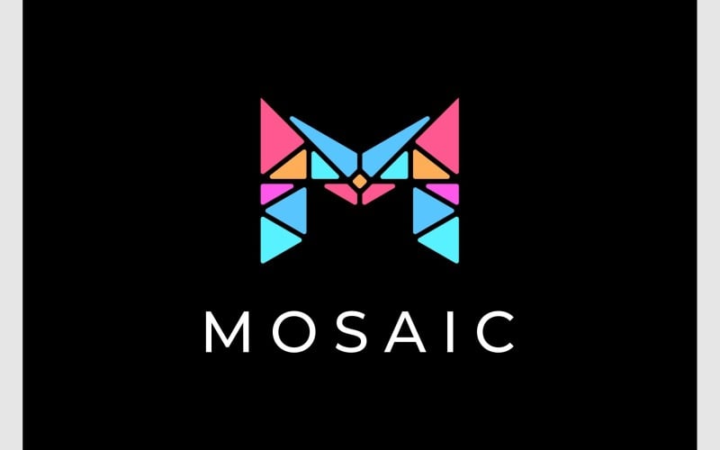 Letter M Mosaic Pattern Logo Logo Template