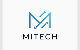 Letter M Tech Circuit Digital Logo
