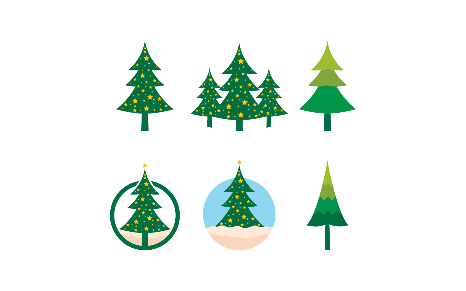 Pine tree vector icon flat design template