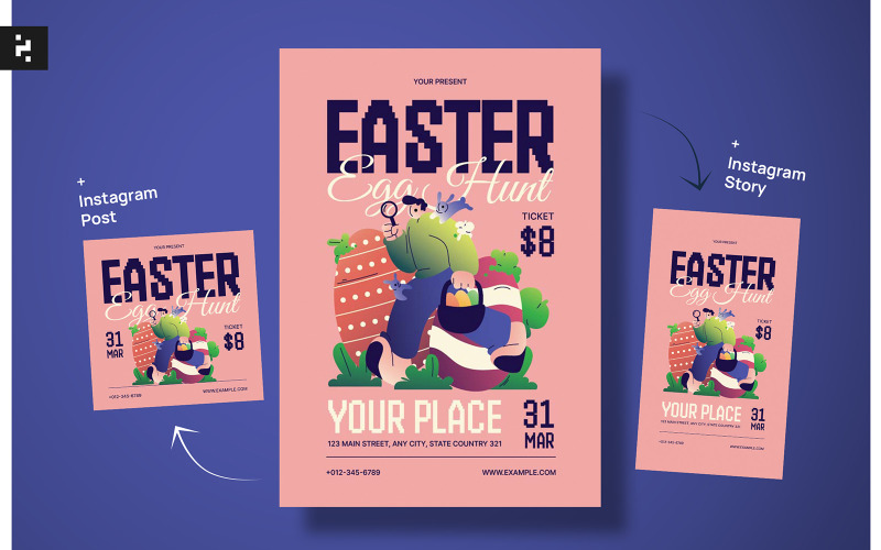 Red Gradient Easter Flyer Corporate Identity