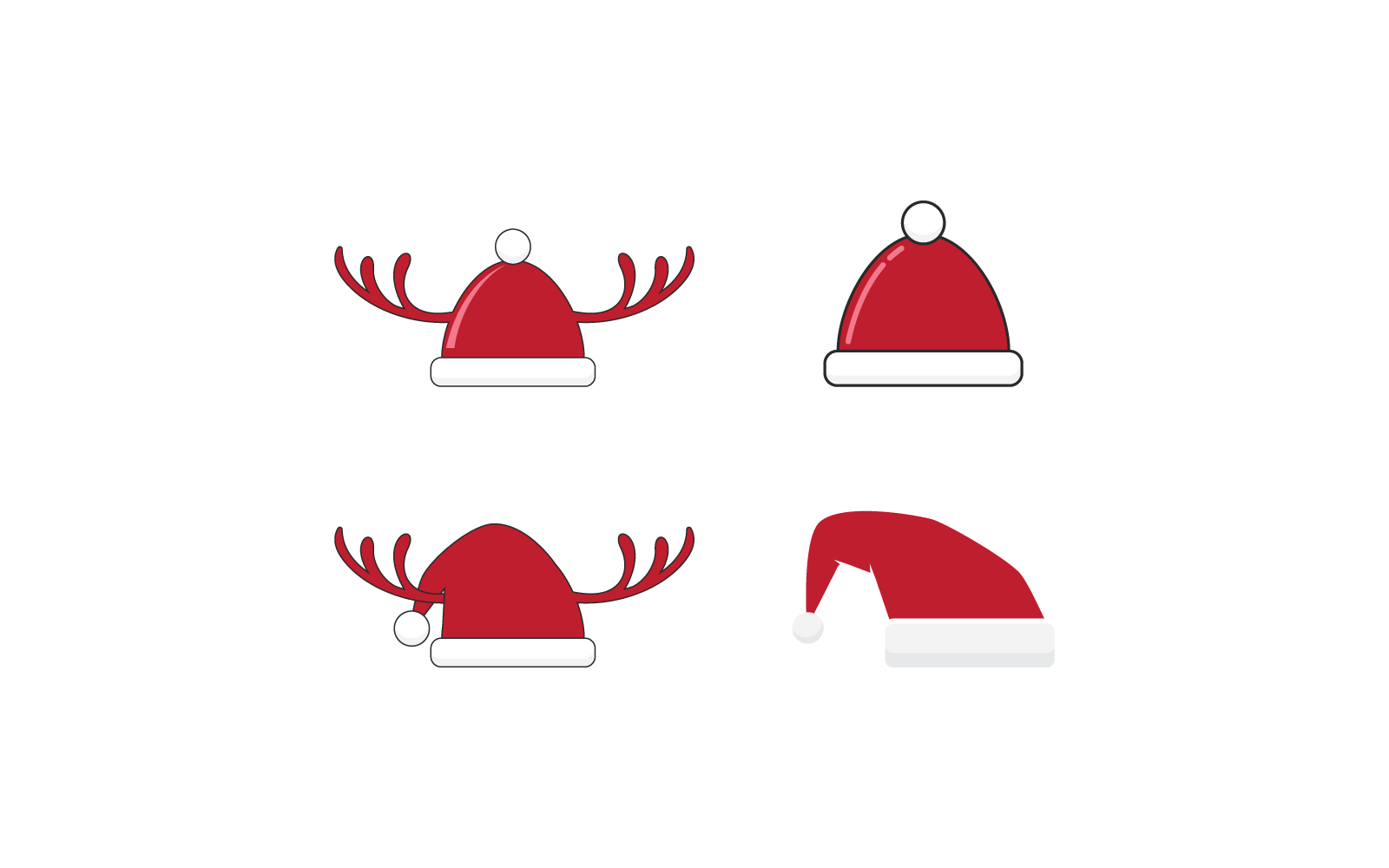 Vektorvorlage für Weihnachtsmütze-Illustrationssymbole