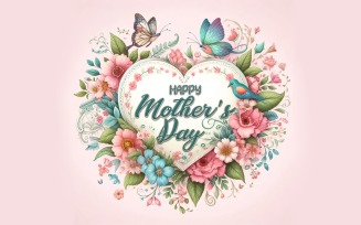 Happy Mother's Day Heart Illustration Template