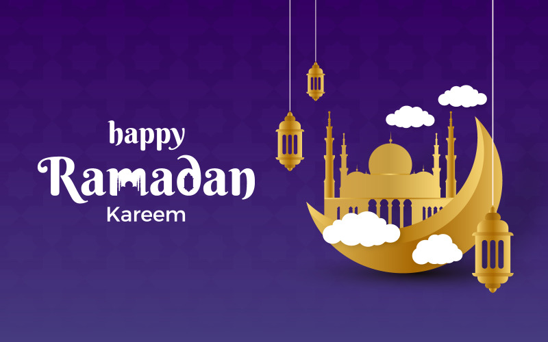 Happy Ramadan Kareem Poster Background design, islamic