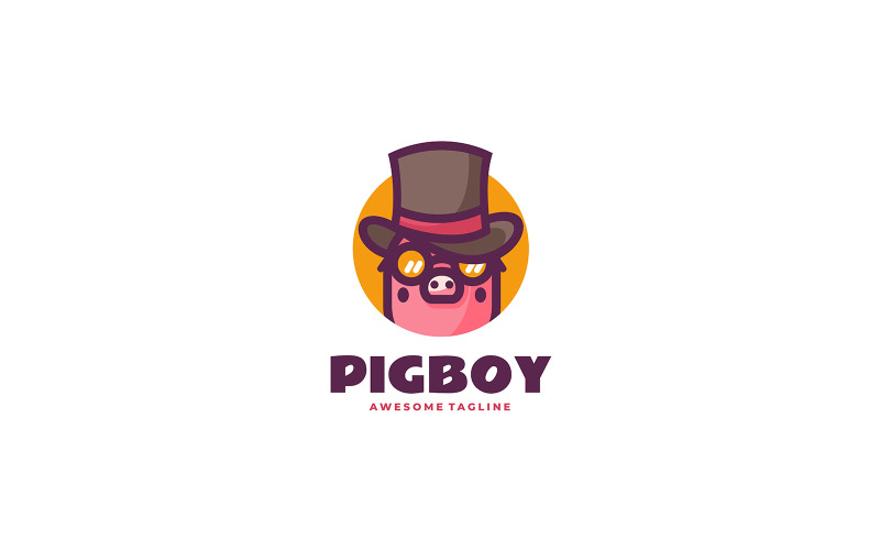 Pig Boy Mascot Cartoon Logo Logo Template