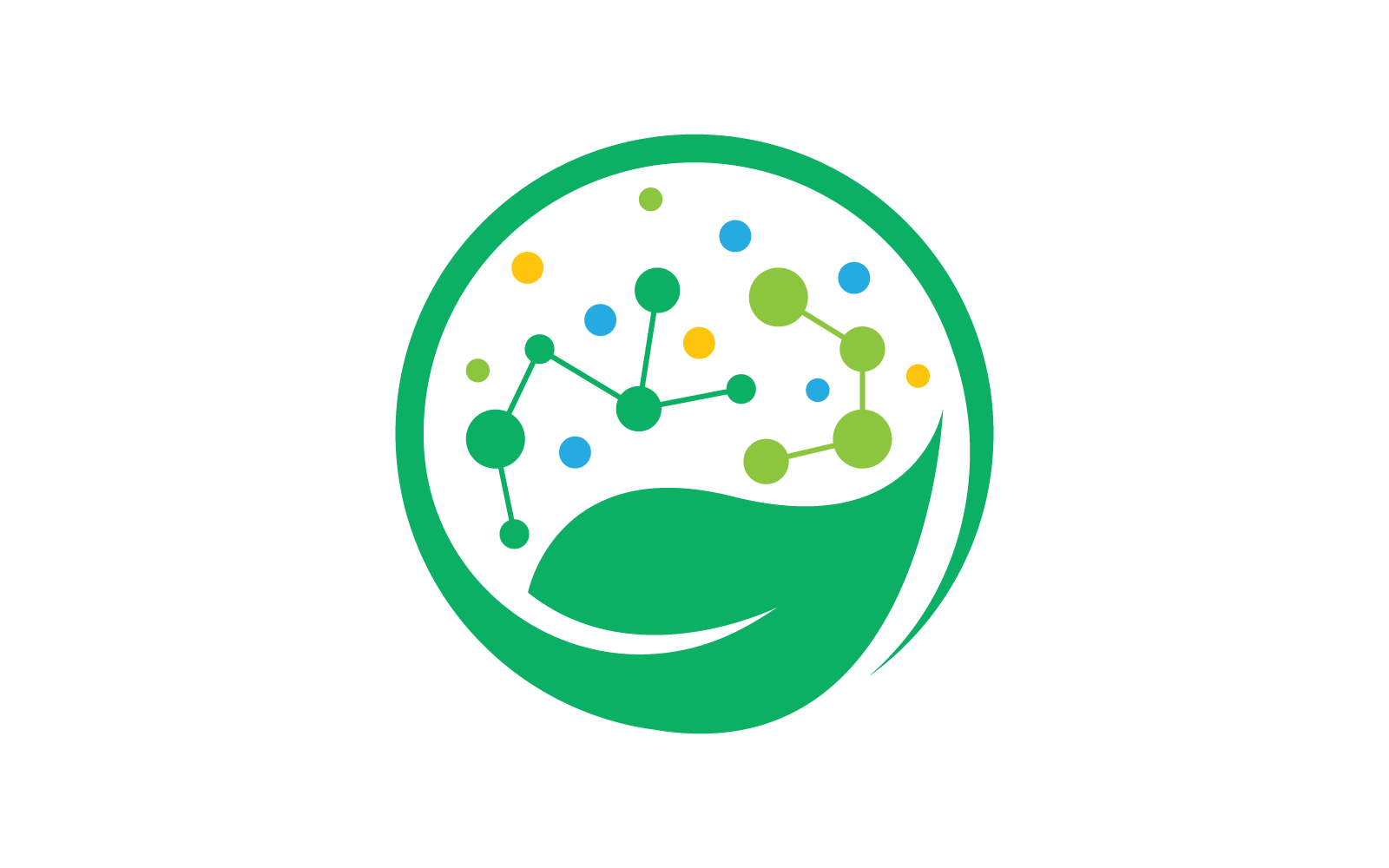 Bio tech leaf and molecule logo design illustration vector