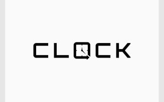 Clock Time Wordmark Text Logo
