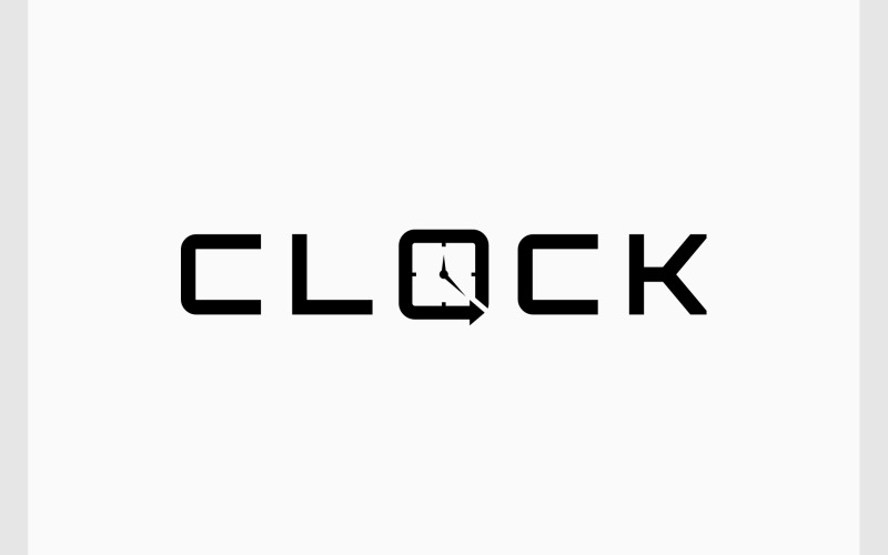 Clock Time Wordmark Text Logo Logo Template