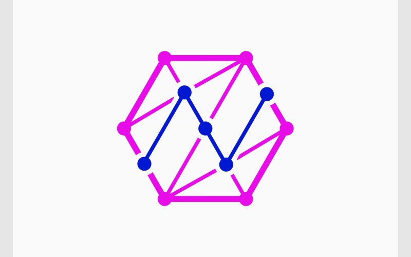 Hexagon Connection Analysis Logo Logo Template