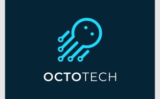 Octopus Squid Tech Circuit Logo