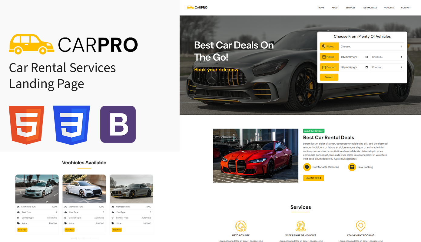 Carpro - Car Rental Landing Page