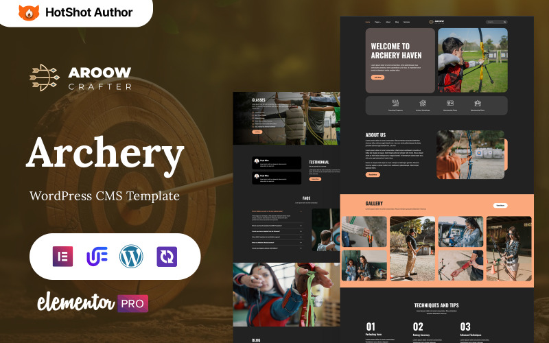 Aroow Crafter - Archery WordPress Elementor Theme WordPress Theme