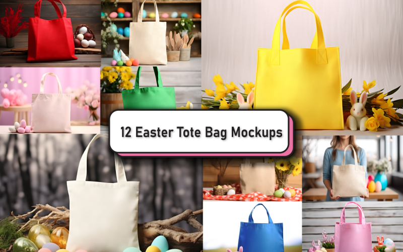 Easter Sunday Tote Bag Mockup Bundle Product Mockup