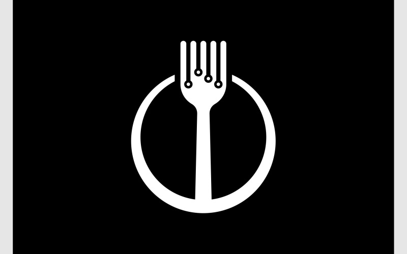 Fork Circuit Technology Logo Logo Template