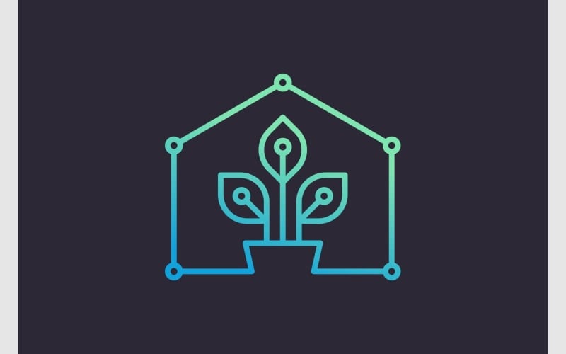 House Plant Pot Circuit Tech Logo Logo Template